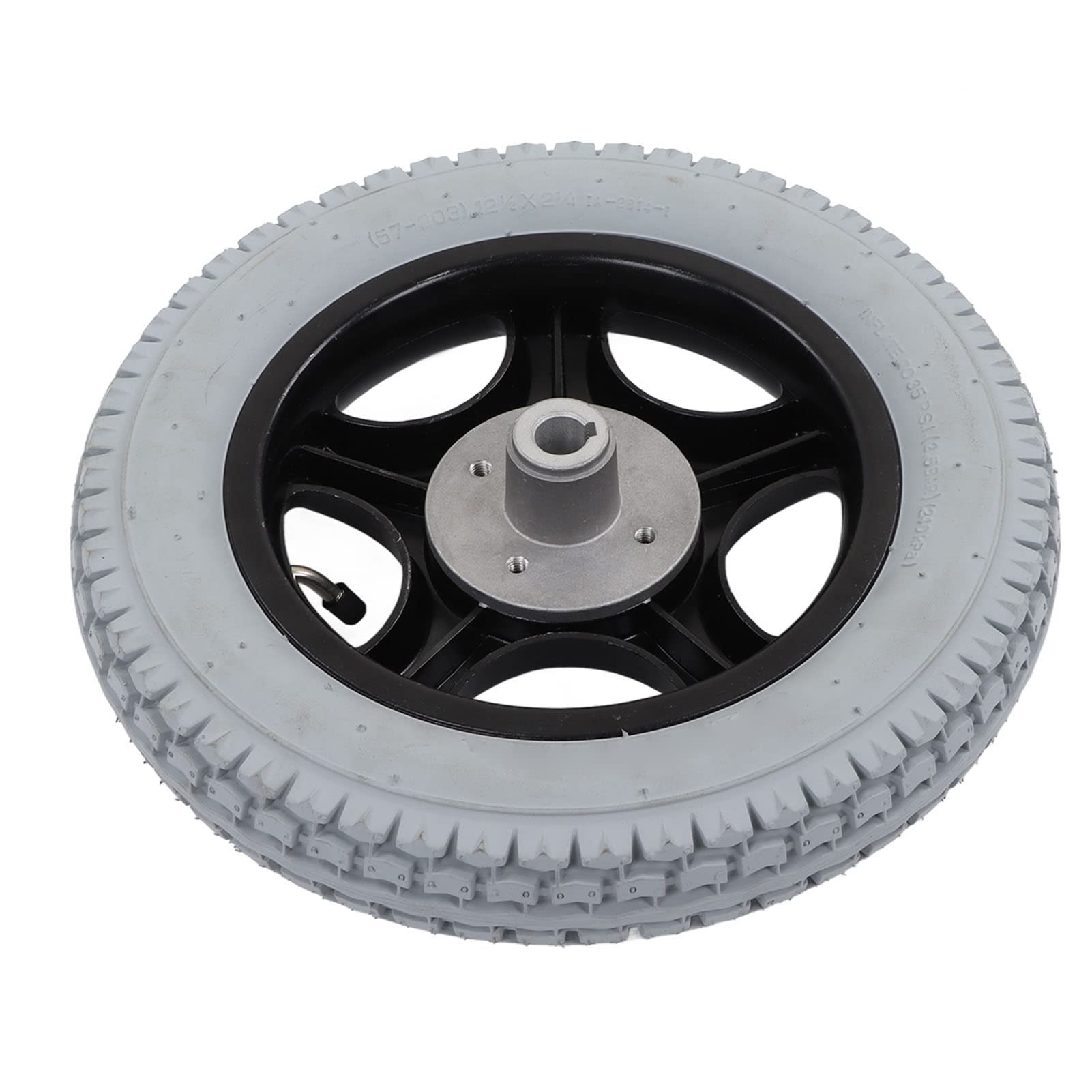 Domary 320 Mm PU Nadmuchiwana Opona do Wózka Inwalidzkiego Piasta Koła ze Stali Stopowej 4 Otwory o Grubości 2,2 Cala do Elektrycznego Wózka Inwalidzkiego i o Nośności 240 K