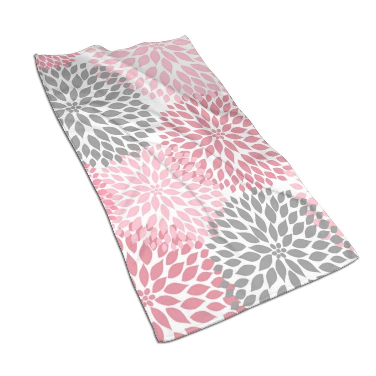 Hdadwy Soft Hand Towel Pink Grey Dahlias Flowers Floral Blossoms Bath Hand Towels Washcloth for Home/Beach/Yoga 27.5 X 15.7 Inches