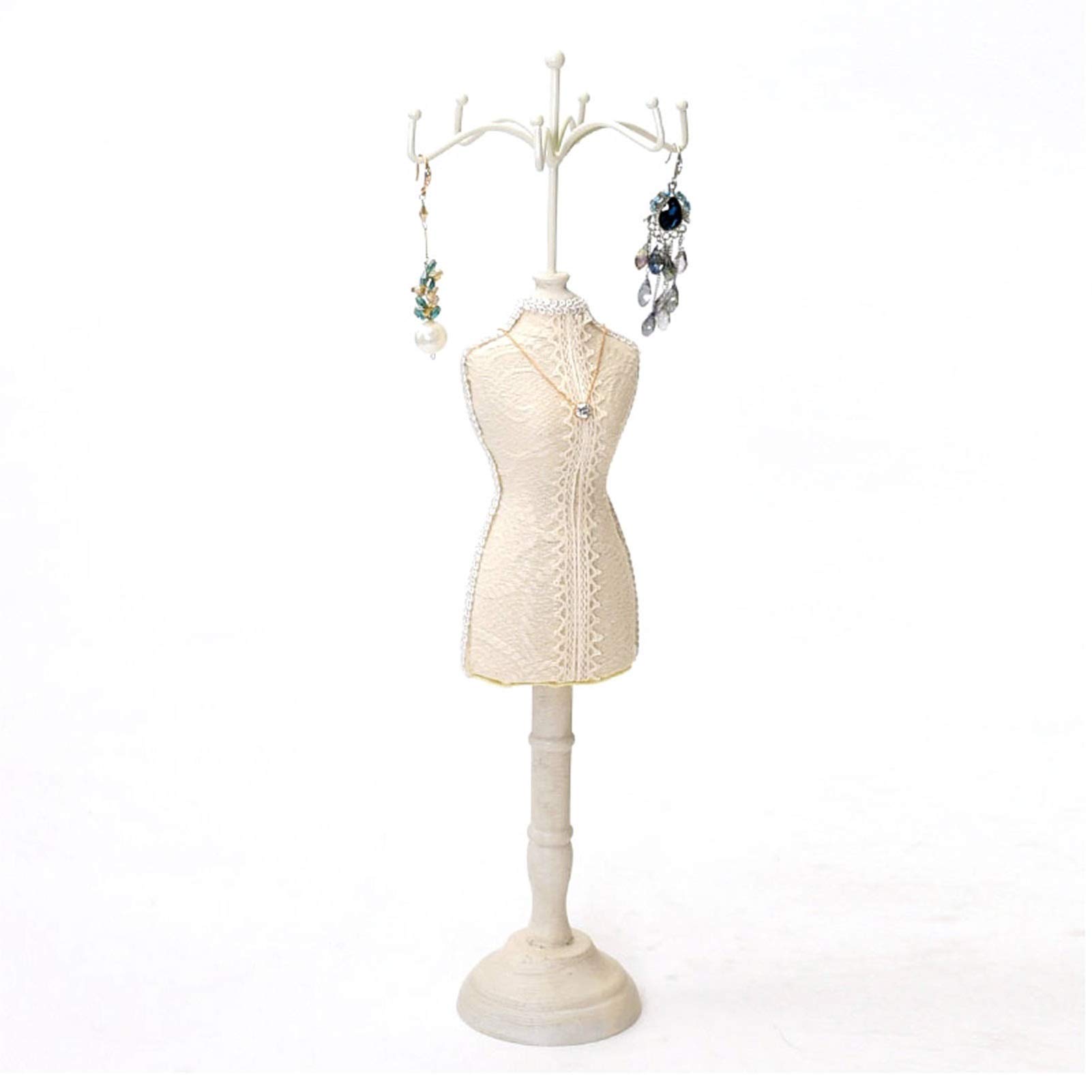 HDBCYUAZ Vintage Lace Jewelry Holder Fashionable Unique & Stylish Mannequin Stand Bracelet Storage Rack Hanging Accessory Tower for Girls Women(Small-size)
