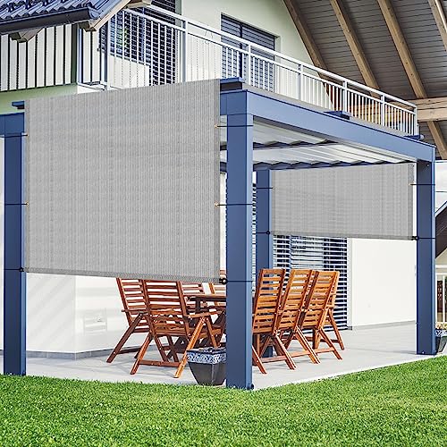 AwnPro 8' x 22' Outdoor Pergola Shade Cover Canopy for Patio Deck Porch Backyard Gazebo Replacement Shade Cover with Spaced Grommets Weighted Rods Light Gray