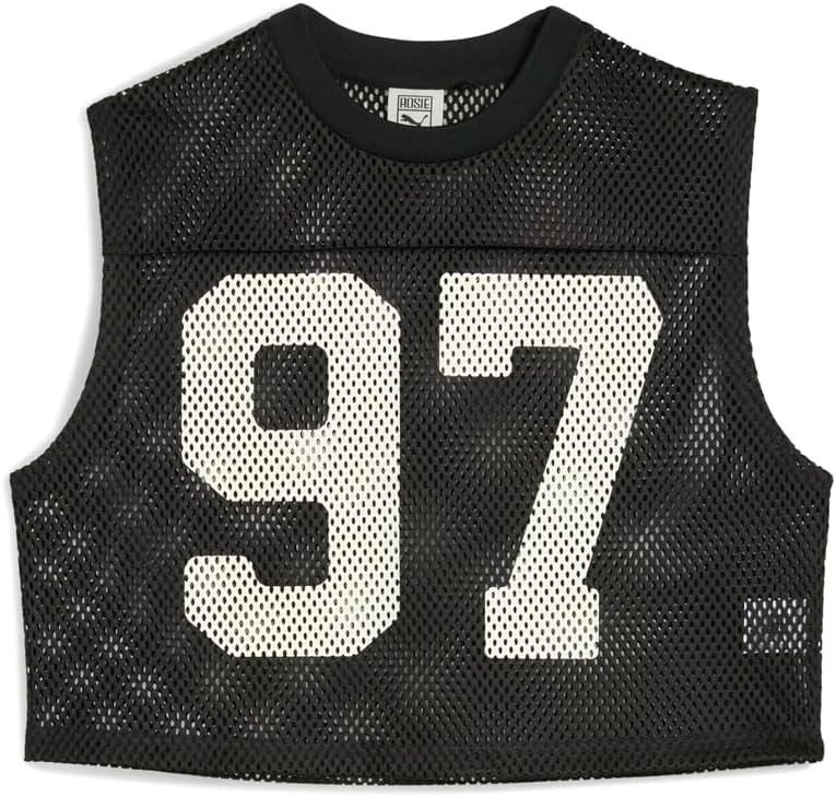 PUMA Womens Rose X Relaxed Mesh Crew Neck Tank Casual - Black