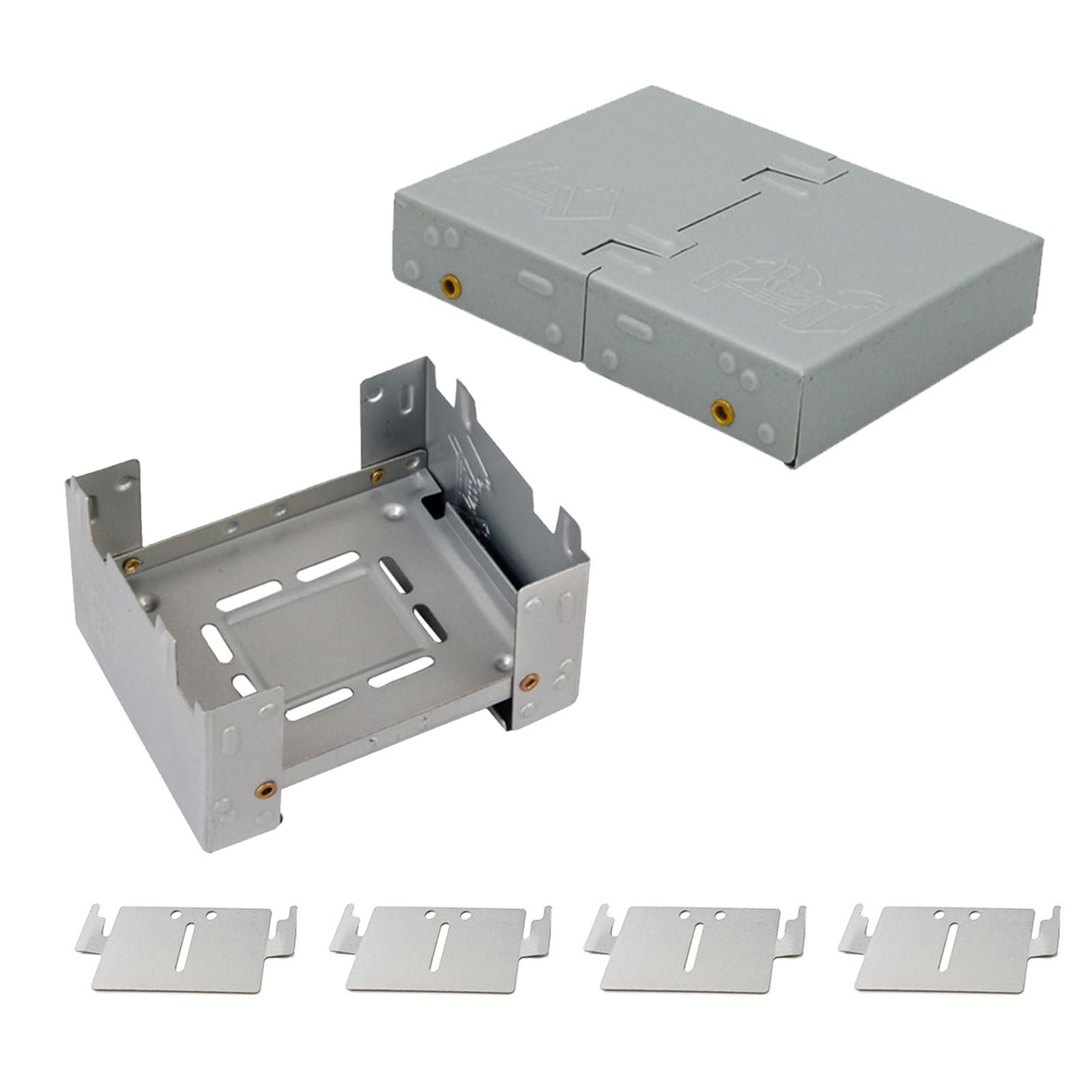 Portable Camping Stove, Mini Camping Stove, Folding Stove for Camping, Camping Backpacking Stove, Suitable for Outdoor, Picnic, Barbecue, Camping, Hiking, Travel, 2 Pcs, with 4 Wind Deflectors