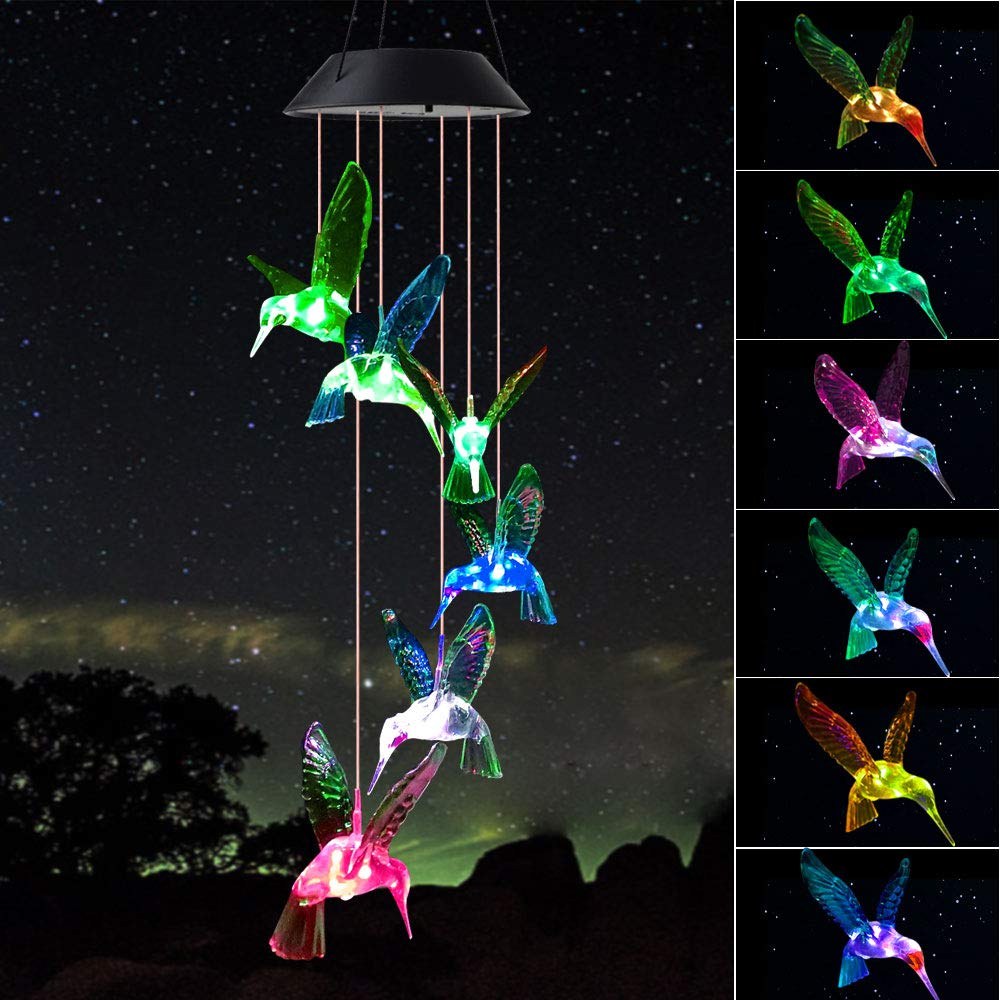 ShangTianFeng Solar Hummingbird Wind Chime, Gifts for Friends Female,Friendship Gifts for Women,Women Gift,Grandma Gift,Mother Birthday Gift from Daughter,Gardening Gift,Hanging Solar Lights,mom