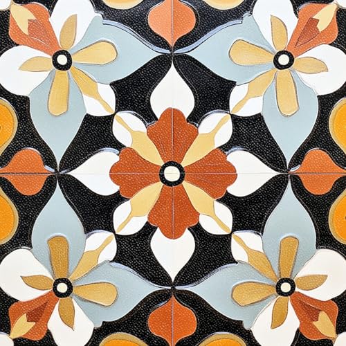 HOMETITUTE 10PCS 12x12 Inch Retro Floral Pattern Peel and Stick Floor Tiles Removable Self Adhesive Vinyl Flooring Stickers for Kitchen Bathroom Living Room Entryway Home Decor