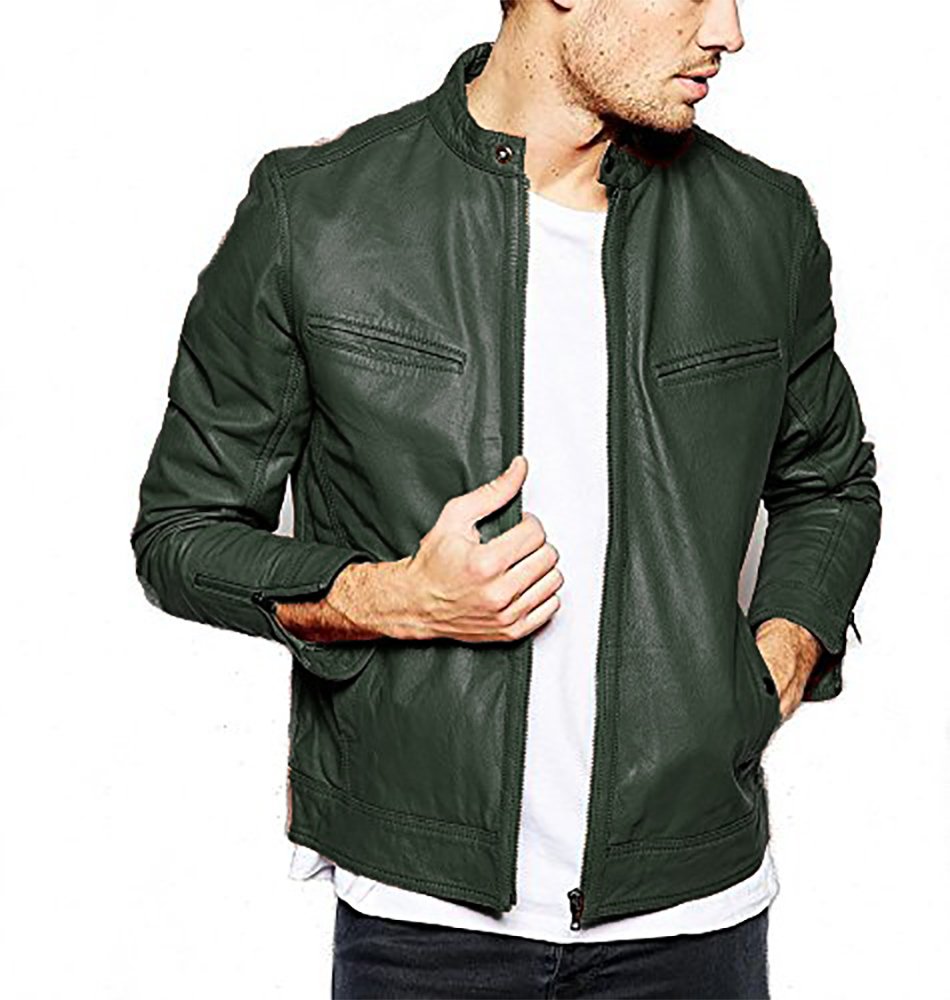 Gordania Men's Bomber Series Faux Leather Slim Fit Zipper Design Jacket