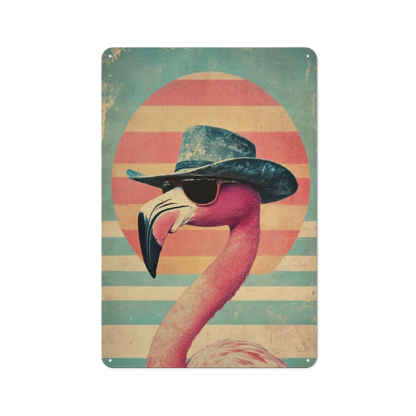 Junmoney Style-15 Cowgirl Flamingo Tropical Decorative Metal Plaque, Easy To Hang Plaque For Garden Shed, Covered Patio, Kitchen Or Hallway, 30X20cm