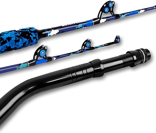 Miniatura 10 de Fiblink Caña de pescar de agua salada, 1 pieza/2 piezas, caña de arrastrar en alta mar, caña de pesca de gran juego, barco convencional, camuflaje