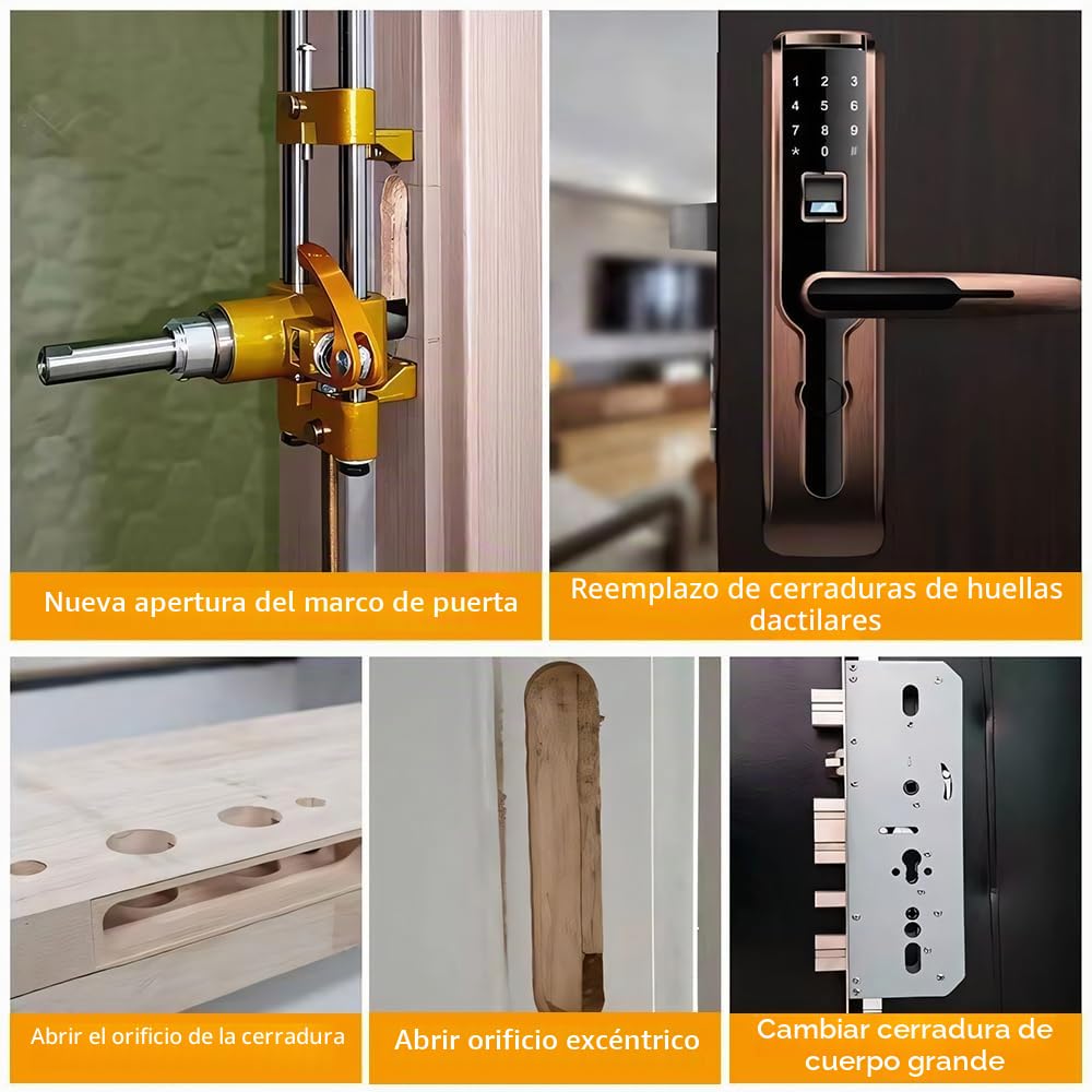 DUEBEL Kit de abridor de agujeros de cerradura de puerta para instalar puertas Kit de mortaja para cerradura de puerta de madera, máquina de mortaja, kit de instalación de cerradura de puerta, kit de