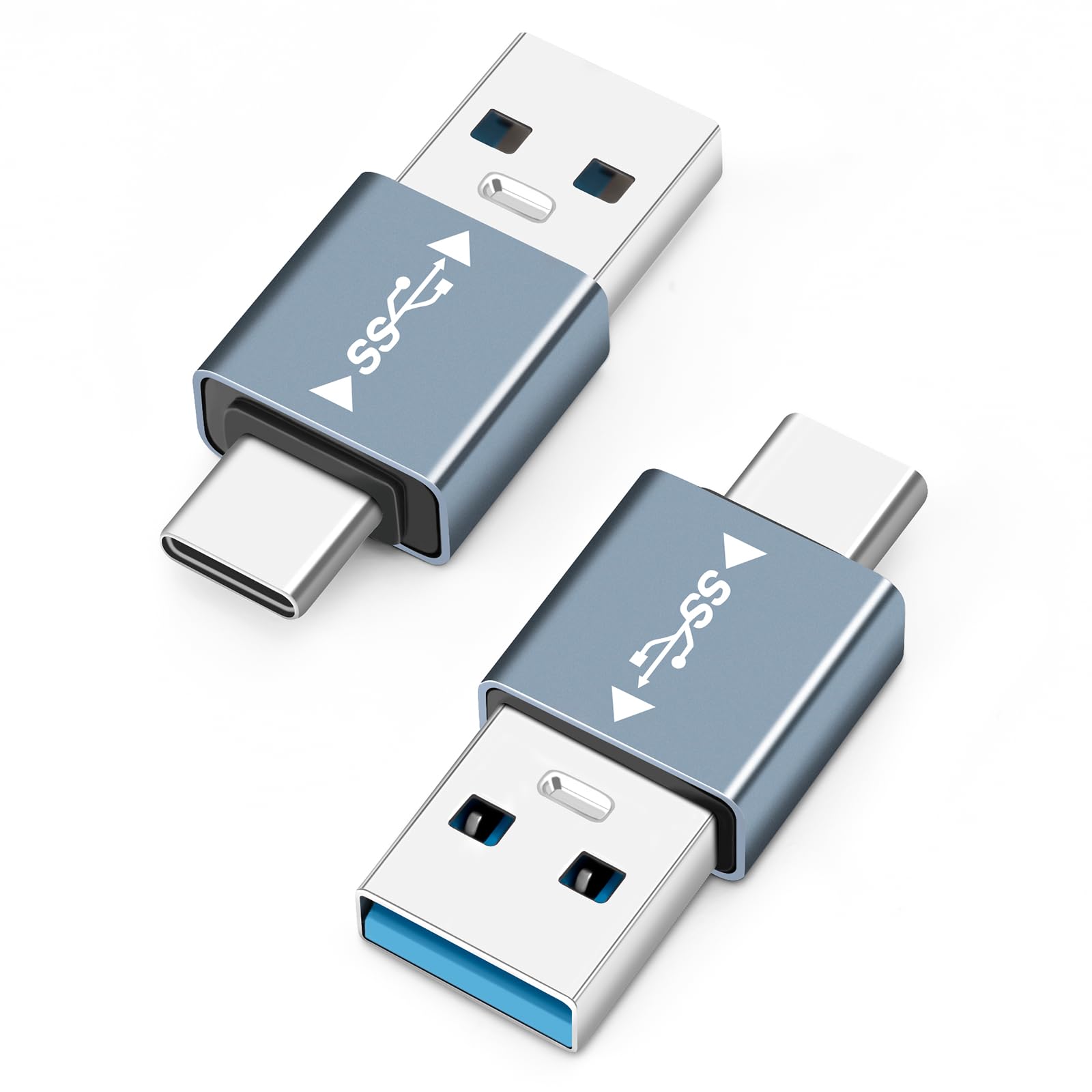 Seminer USB 3.1 Stecker auf USBC Stecker Adapter (2er Pack), USB-A auf USB- C Stecker, 10G Datenübertragung für Smartphone, Tablet, Laptop, Powerbank