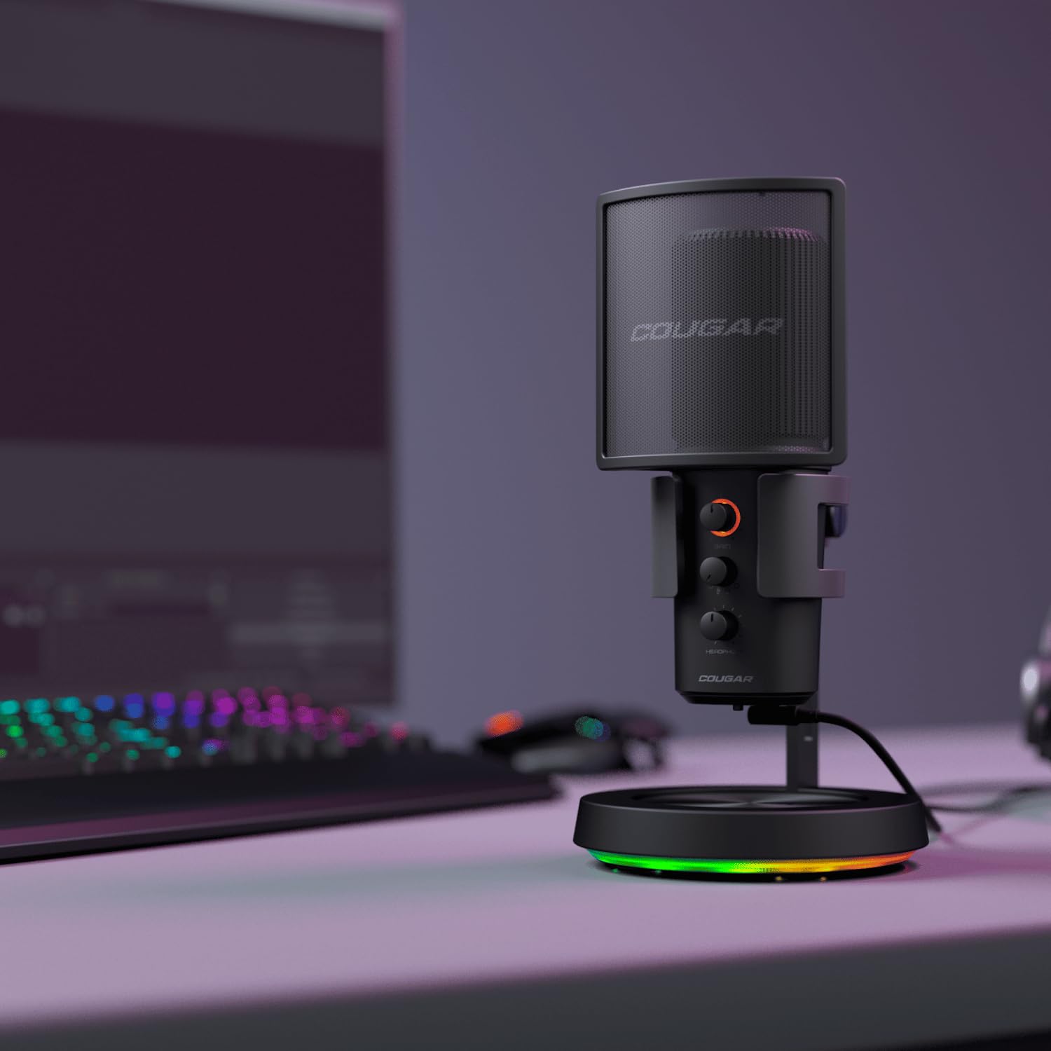COUGAR Gaming | Micro Gaming | Screamer X RGB USB | Omnidirektionale Modi | Plug and Play USB | Rauschunterdrückung | 3 Mikrofone | 4 Modi | Mute Funktion | Anti-Vibration