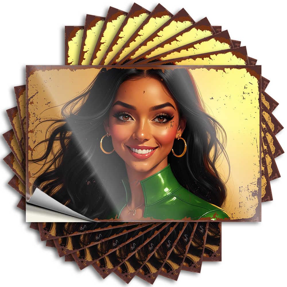 Sticker Birthday Custom Stickers, Laptop Waterproof Golden Smile: A Vibrant Portrait of Joyful Elegance for Hydro Flask | Feminist Vinyl Decals for Tiki Holiday Gift(8X12CM)