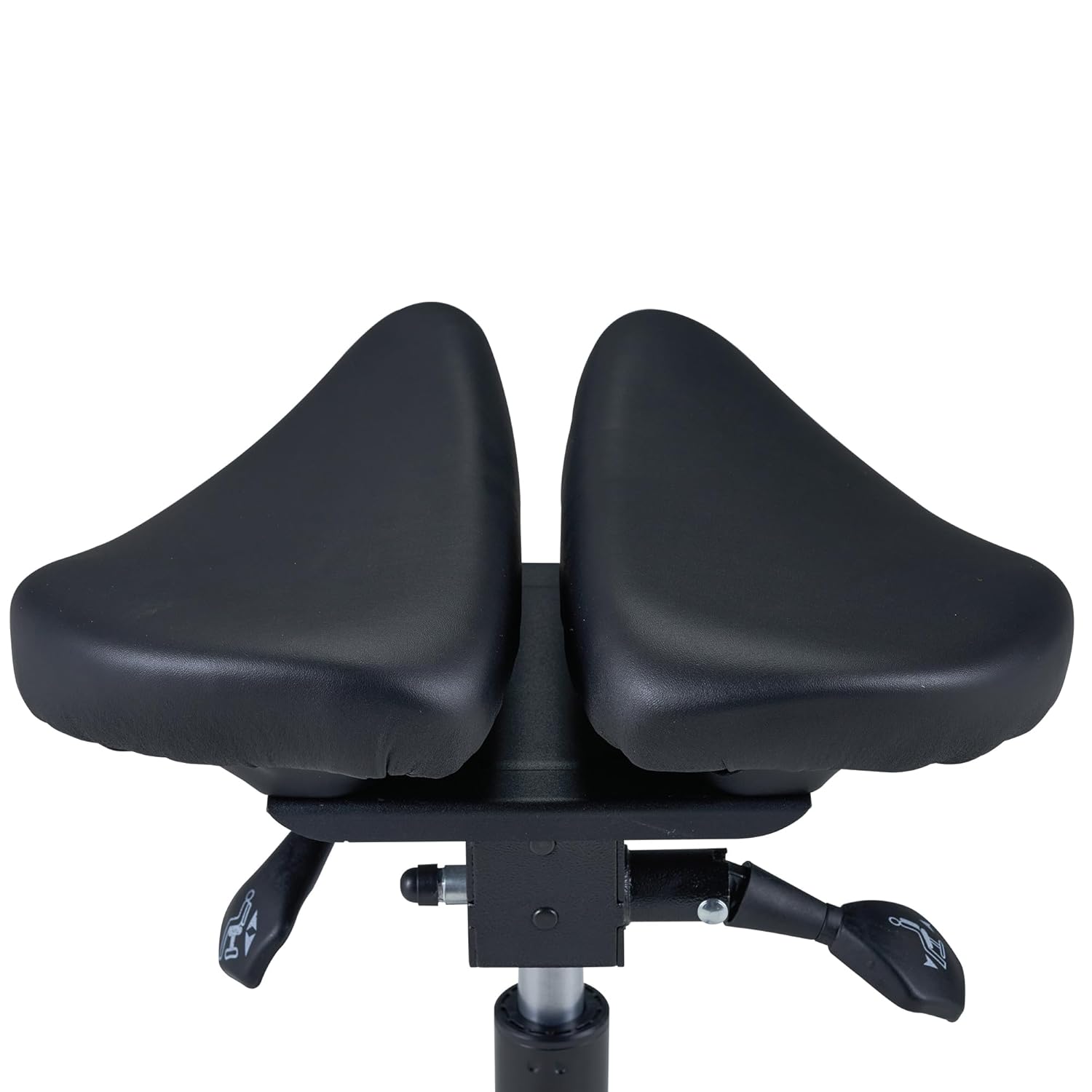 Master Massage Berkeley Ergonomic Posture Saddle Chair-Two-Part Saddle Stool- Hydraulic Swivel Rolling Seat Stool with Adjustable Title Angle and Height -Black