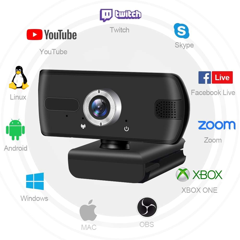 OULUCCI Webcam with Microphone,HD1080P Webcam,Manul Focus,HD USB Computer Camera for Video Calling,Conference,Live Streaming,Online Lessons