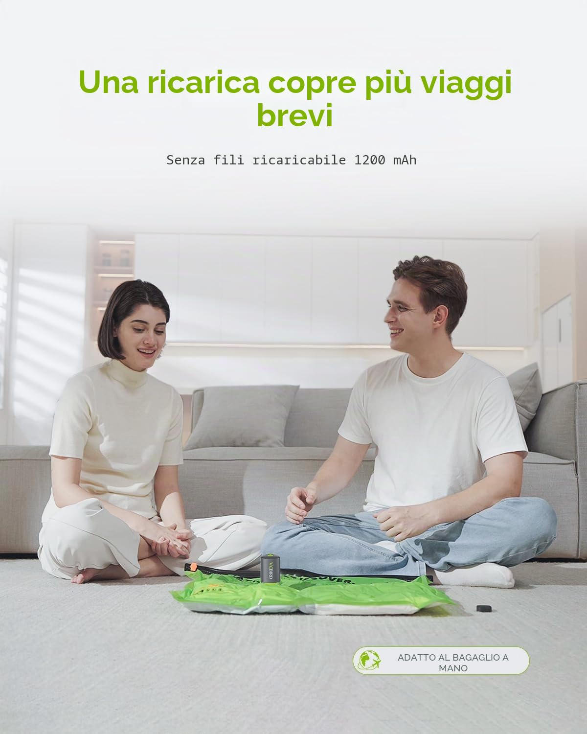 Vacbird 20 Pezzi Sacchetti Sottovuoto Vestiti viaggio con Pompa Ricaricabile Senza Fili, Buste Sottovuoto Vestiti in 3 Misure (40x54, 47x64, 47x64x12 cm) Salvaspazio per Bagagli e Valigie