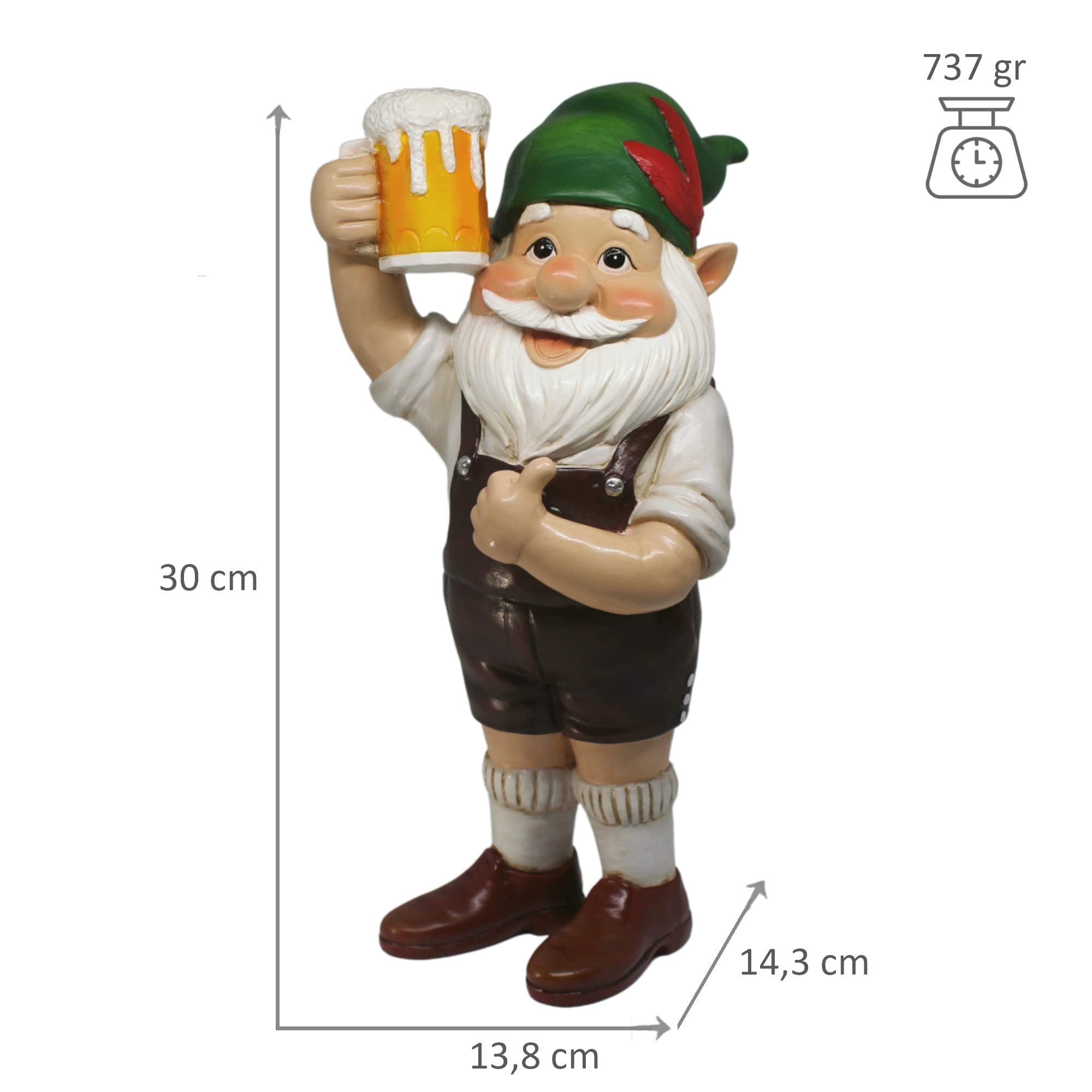 Gerhard Gardner Gartenzwerge Lustig für Außen | Gartenzwerg in Lederhosen | 30cm Größ | Gartenfiguren | Gartendeko | Figuren fur Haus,Hof oder Balkon | Deco Garten Vintage