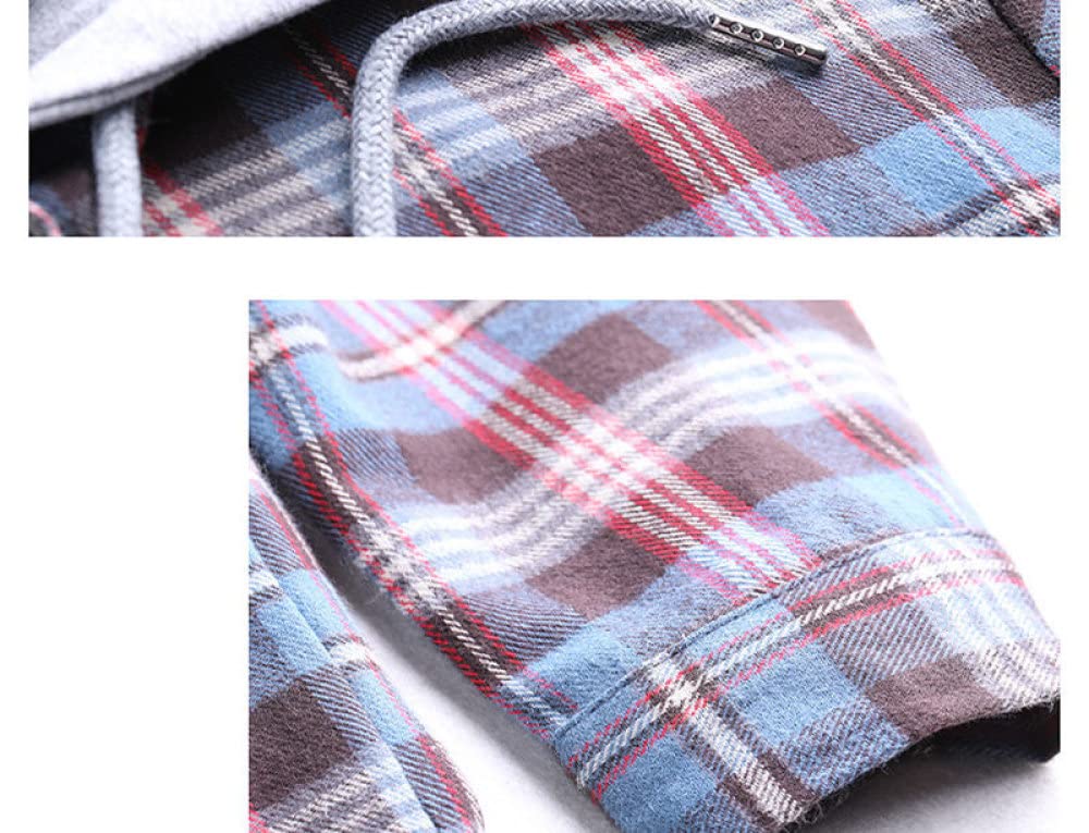 MIDJ Damen Bluse,Damen Kapuzenhemd Flanellhemd Damen Holzfällerhemd Lang Gelb Kariert Freizeitmantel Roll Up Cardigan Vintage Button Sexy Shirt Boyfriend Tops Tunika für Mädchen Damen