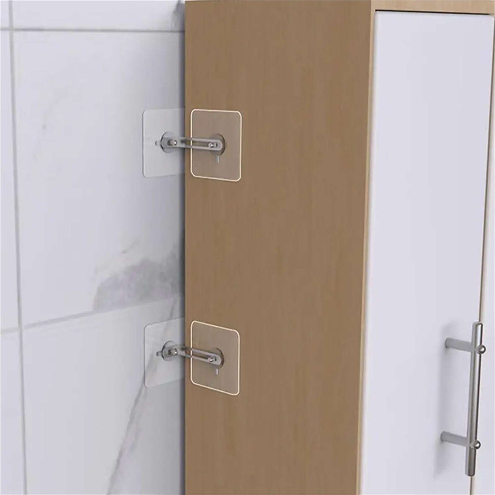 Correas antivuelco para muebles, Anclajes de pared for muebles 40 piezas Acero inoxidable Acrílico Sin taladro
