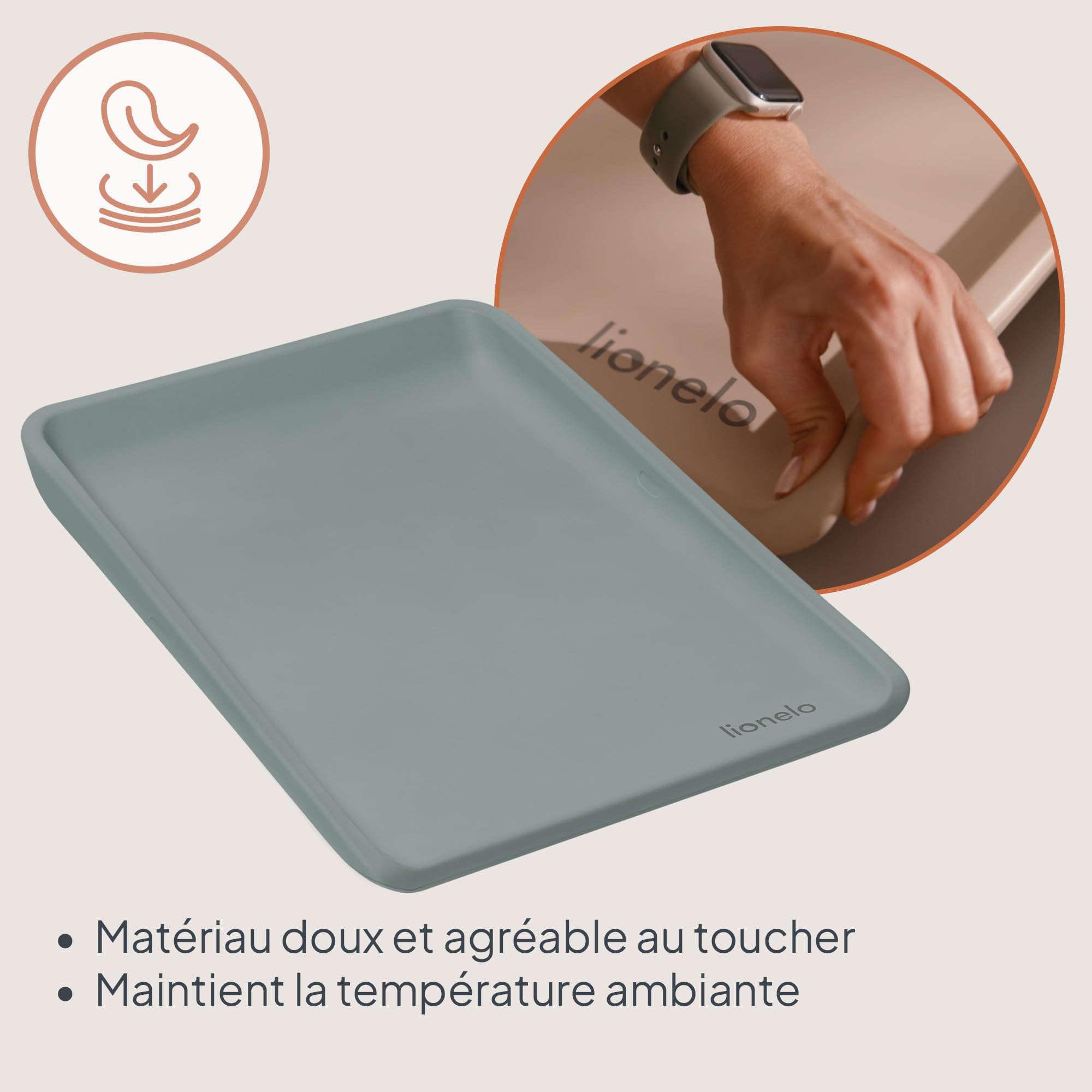 LIONELO Matelas à langer Megs Imperméable Lavable Multifonctionnel en Mousse PU Souple, env. 50 x 70 cm, Antidérapant Sûr Design (Grey)