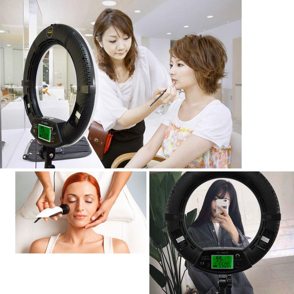18 pollici display digitale telecomando dimmerabile 3200K-5500K LED anello luce kit per fotocamera smartphone ritratto selfie foto video studio fotografia continua (senza borsa e treppiede)