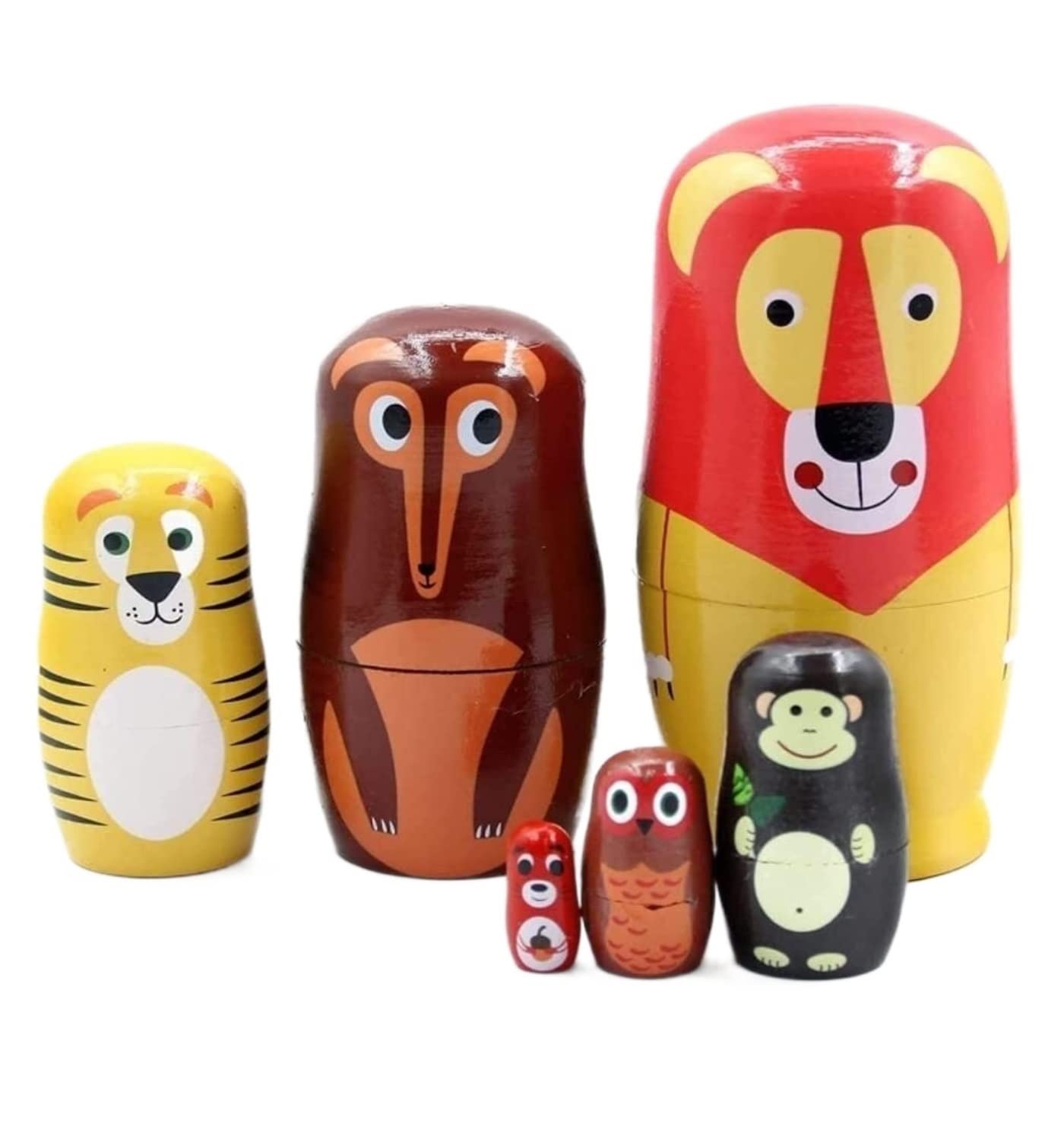 Muñecas Rusas 6 Uds Muñecas Anidadas Rusas Animales del Bosque Matryoshka Apilables De Madera Juguete Apilable