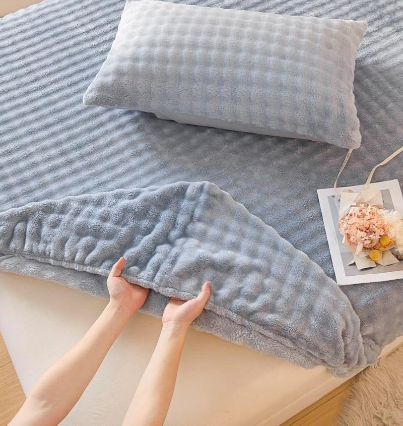 Sábana bajera, franela gruesa ultrasuave, bolsillo profundo, elástico en todo el contorno, lavable a máquina
