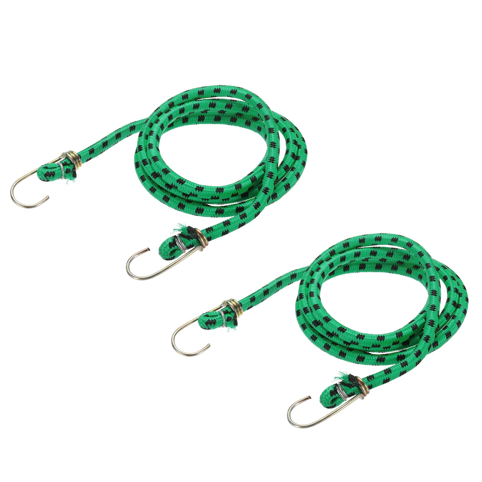 PATIKIL 1.5 m x 10 mm Marine Grade Bungee Cord with Hooks, 2Pcs Rubber Heavy Duty Outdoor Elastic Straps Kayak Stretch String Rope for Securing Luggage Moving Cargo, Green