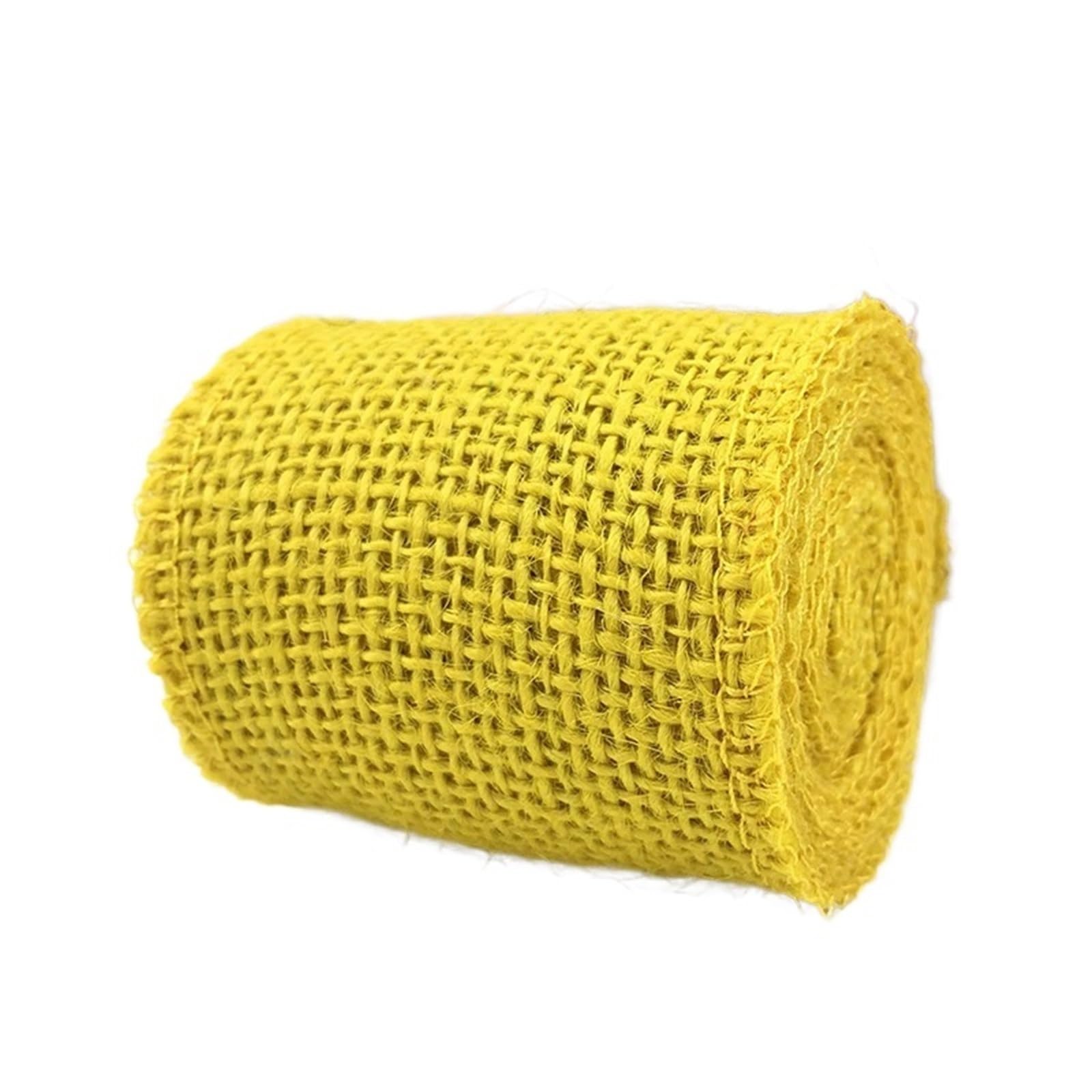 Hessian Roll 2Meter Colorful Jute Burlap Hessian Ribbon Rolls Colored Natural DIY Crafts Wrapping(Yellow)