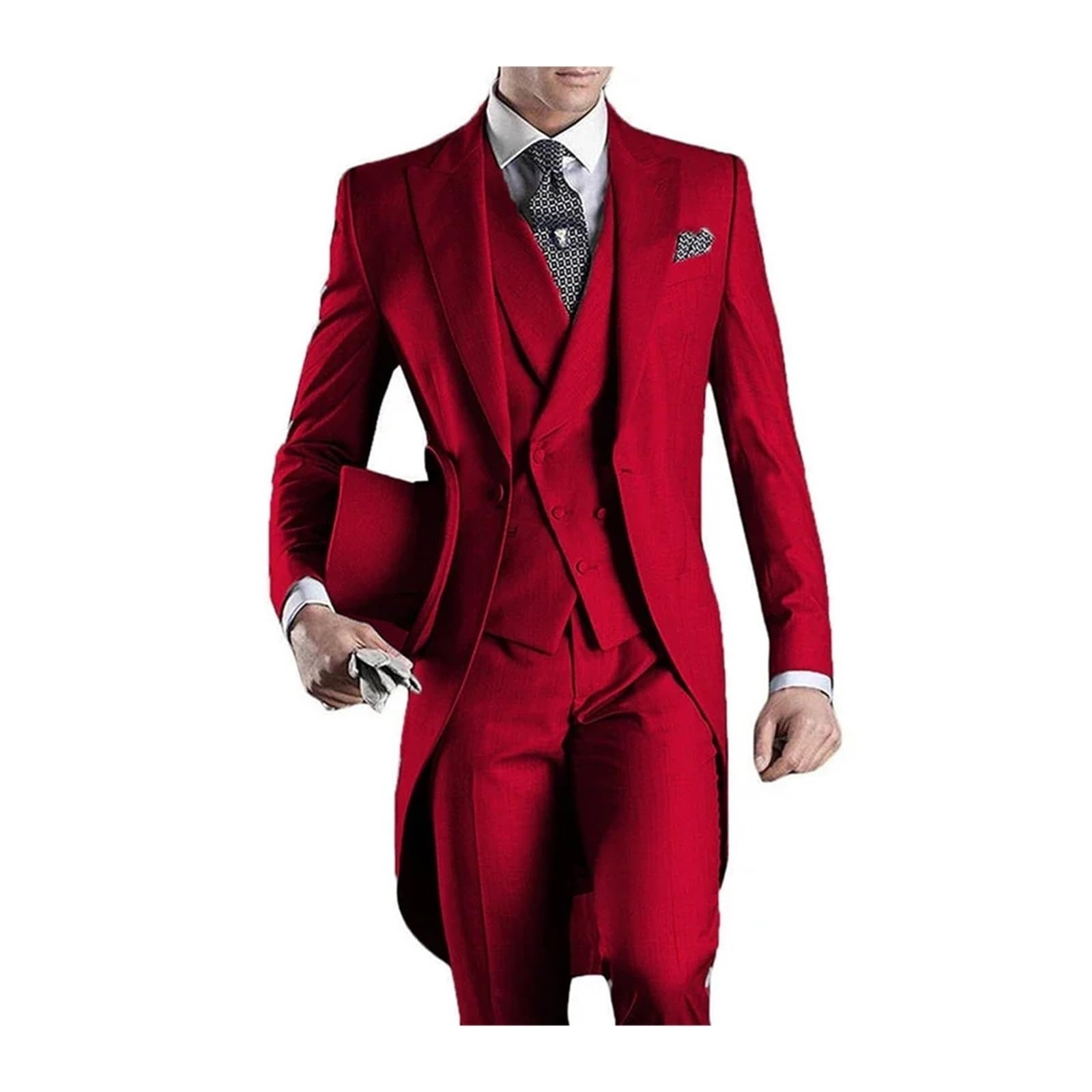 Hombre De Ajustado Groomsmen Smoking Traje de FRAC for Hombre, 3 Piezas, for Boda, Novio, Esmoquin, Formal, for graduación, Conjunto de Moda