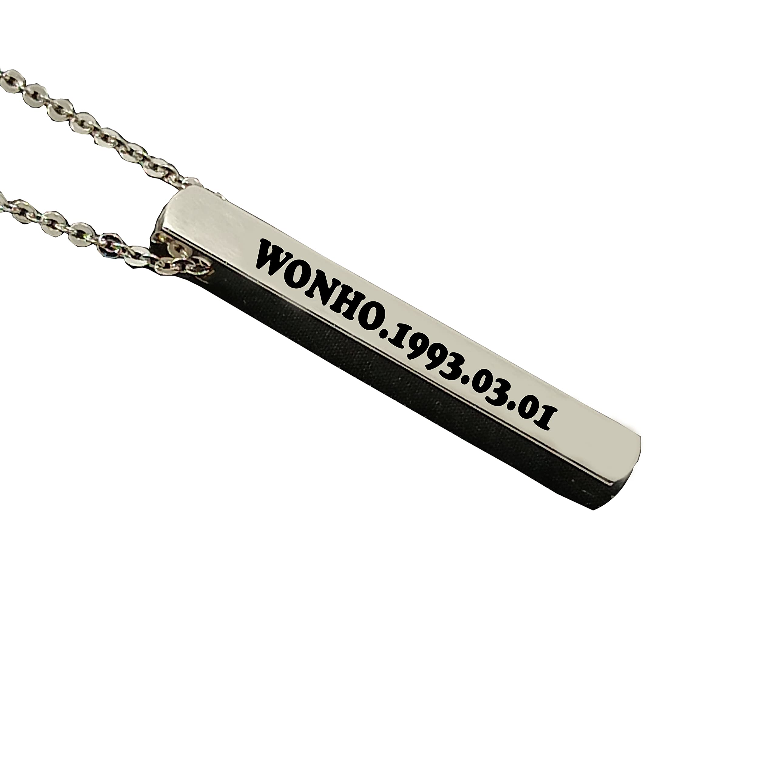 AS Store Monsta X Merch Engraved Name Bar Pendant of Hyungwon, I.M, Joohoney, Kihyun, Minhyuk, Shownu & Wonho engraved name necklace, locket for Monsta X fandom girls with chain