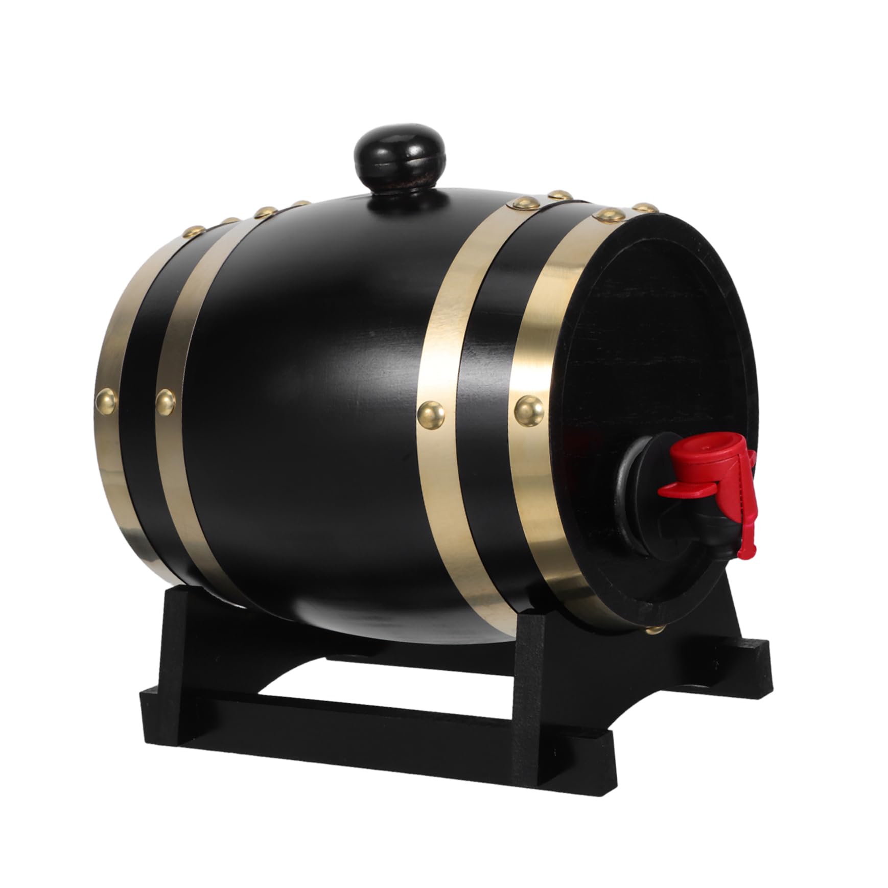 ULTECHNOVO Botte in Legno 1l Nera con Supporto per Vino e Liquori | Festival Birra Decor, Design Rustico Elegante, Servizio e Conservazione in Contesti Commerciali e Piccoli Gruppi
