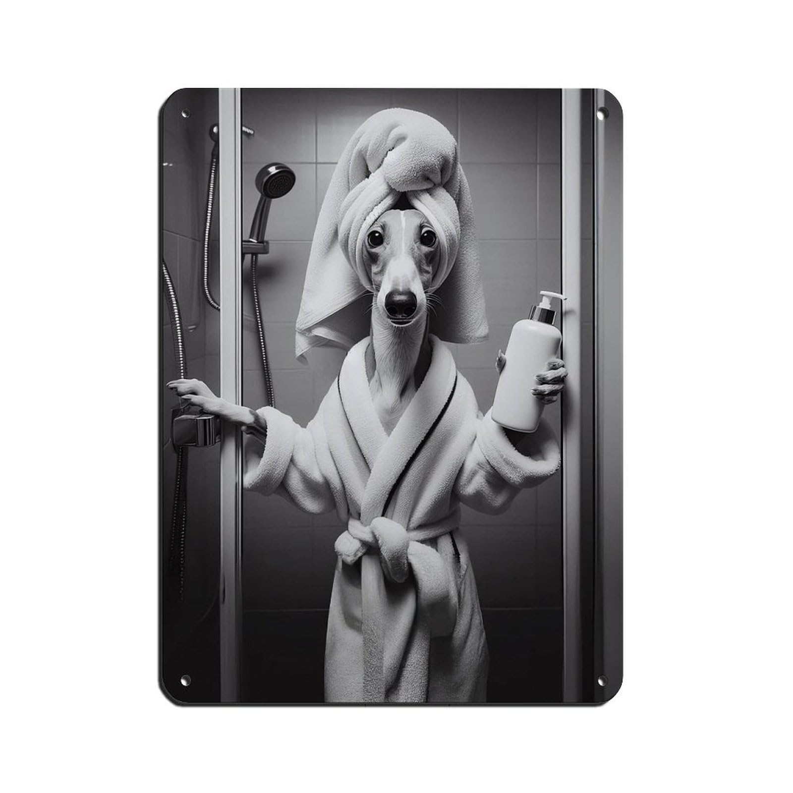 Lxwnze 30L X 40W Cm Greyhound Bathroom Art Poster Tin Sign Vintage Metal Pub Club Cafe Bar Home Wall Art Decoration Poster Retro 12X16inch(30X40cm)