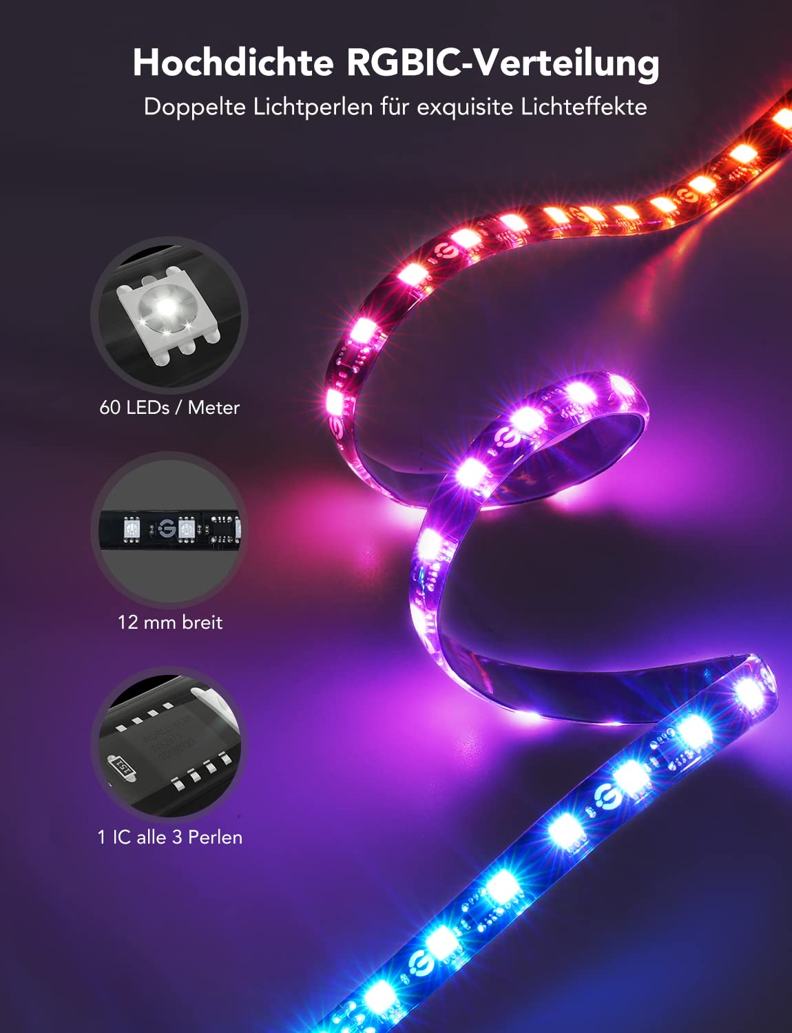 Govee Envisual TV Hintergrundbeleuchtung T2 mit Dual-Kamera für 75-85 Zoll | für 75-85 Zoll Fernseher und PC, RGBIC WiFi LED Strip kompatibel mit Alexa und Google Assistant doppelte Lichtperlen, für Dek