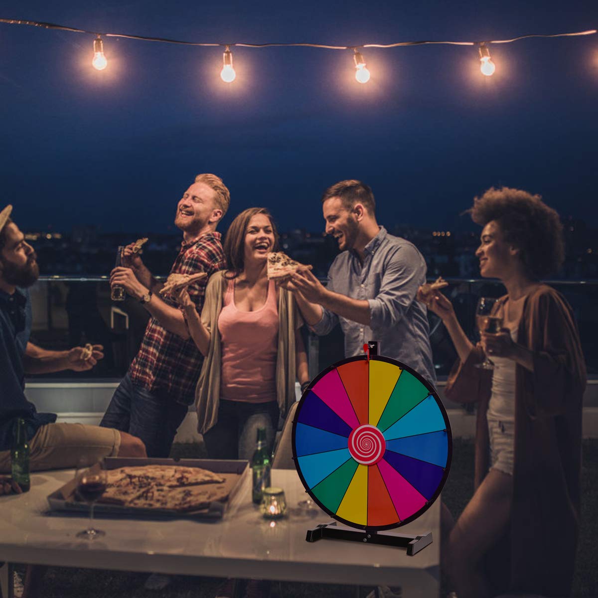 FANTASK 18" Glücksrad Spielzeug inkl. Radiergummi & Markierstift, Gluecksrad, Drehendes Preisrad für Partys, Kneipen & Messen, Rad Spiele für Lotteriespiele, Wortspiele (φ48cm)