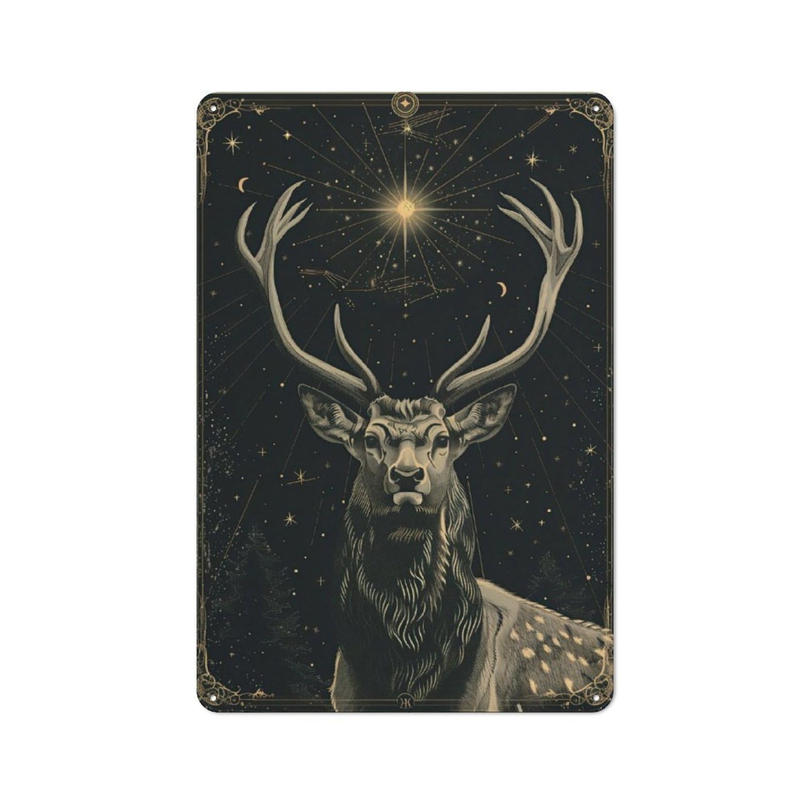 Junmoney Starlit Deer Vintage Tin Sign 30X20cm With For Café Or Home Bar, Suited To Café-Style Decor Fans
