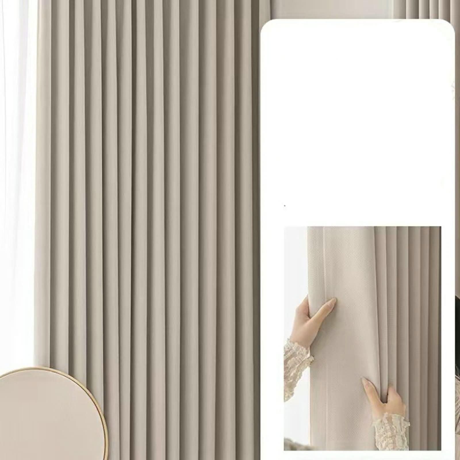Homxi Blackout Thermal Curtains 2 Panel Set,2 x 34W x 72H inch,Beige Window Curtains Restaurant Solid Color Outdoor Curtain Hooks