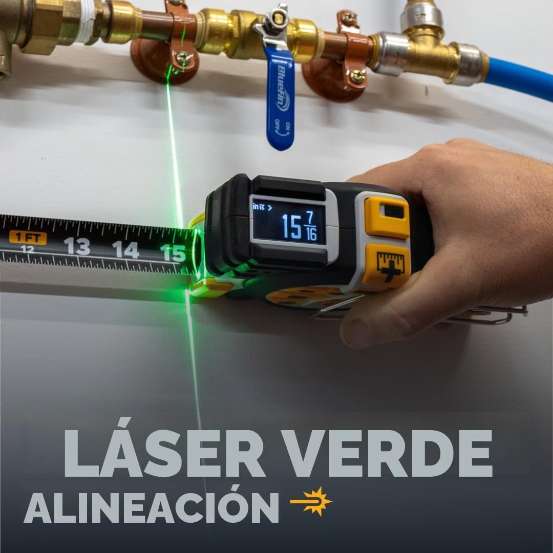 REEKON T1 Tomahawk - Cinta métrica digital – Herramienta de medición precisa profesional, láser verde, lista de medición de papel electrónico, medidas compartidas a través de Bluetooth, cuchillas