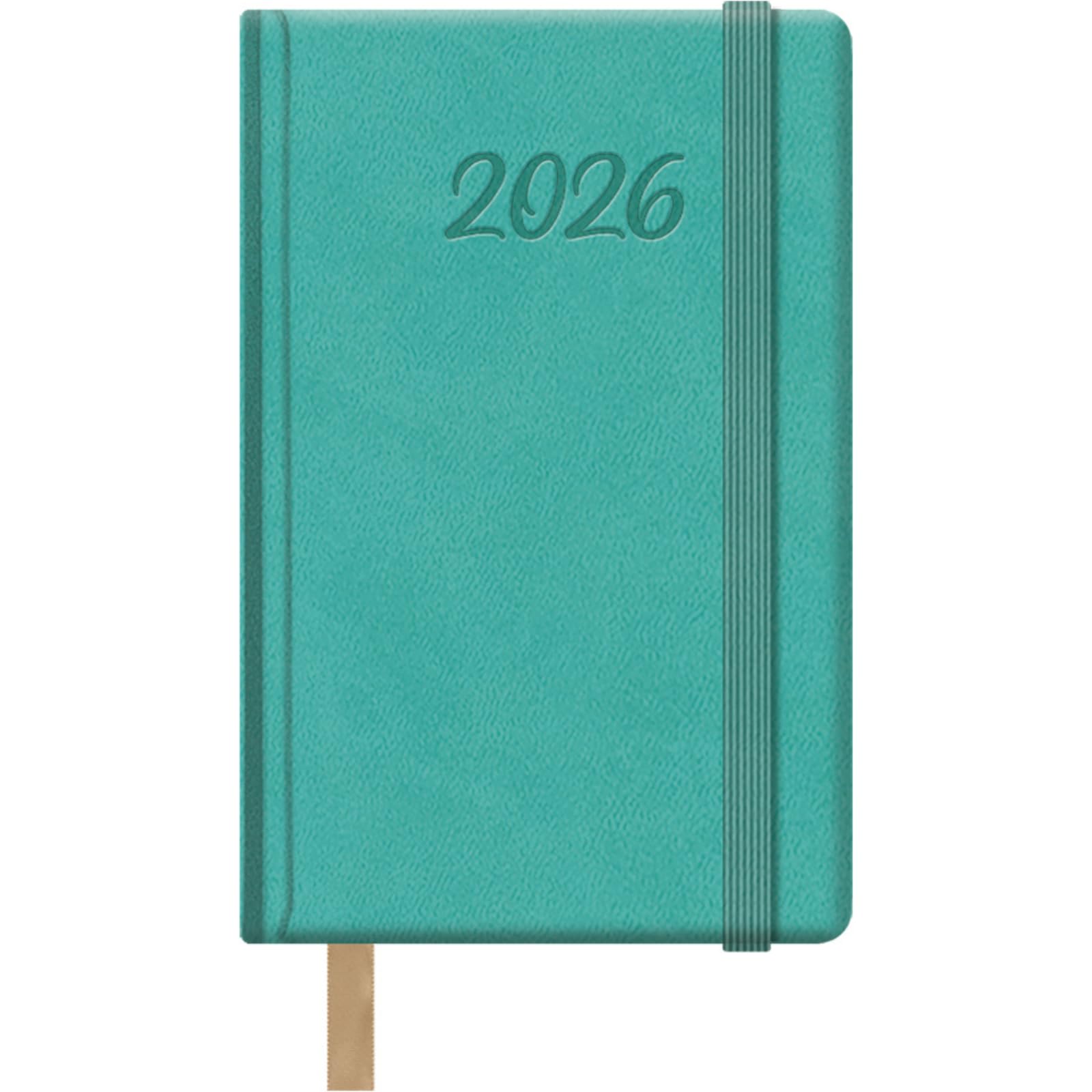 Dohe - 2026 Weekly Planner – Pocket Size (8.5x13 cm), Hardcover Leatherette, Elastic Closure, Bookmark, 12 Months January to December, Annual Planner in Spanish – Samba Mint Green