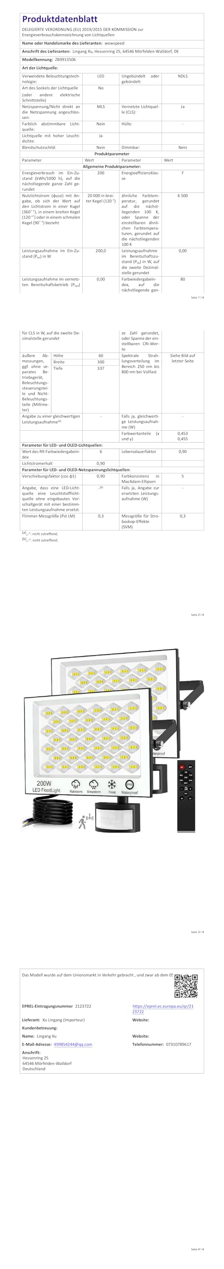 Foco LED con Sensor de Movimiento 200W 20000LM - Exterior Super Brillante IP66 Impermeable con Brillo Ajustable 6500K Blanco Frío para Casa, Garaje, Patio 2 Pack