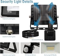 toobettp 100W LED Reflektor Mozgásérzékelővel, 10000 Lumen Meleg Fehér IP66 Vízálló Kültéri 7