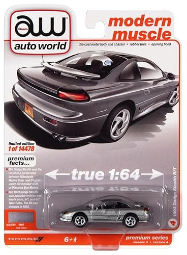 AW AUTO WORLD 1/64 1993 Dodge Stealth RT, Dark Silver, ...