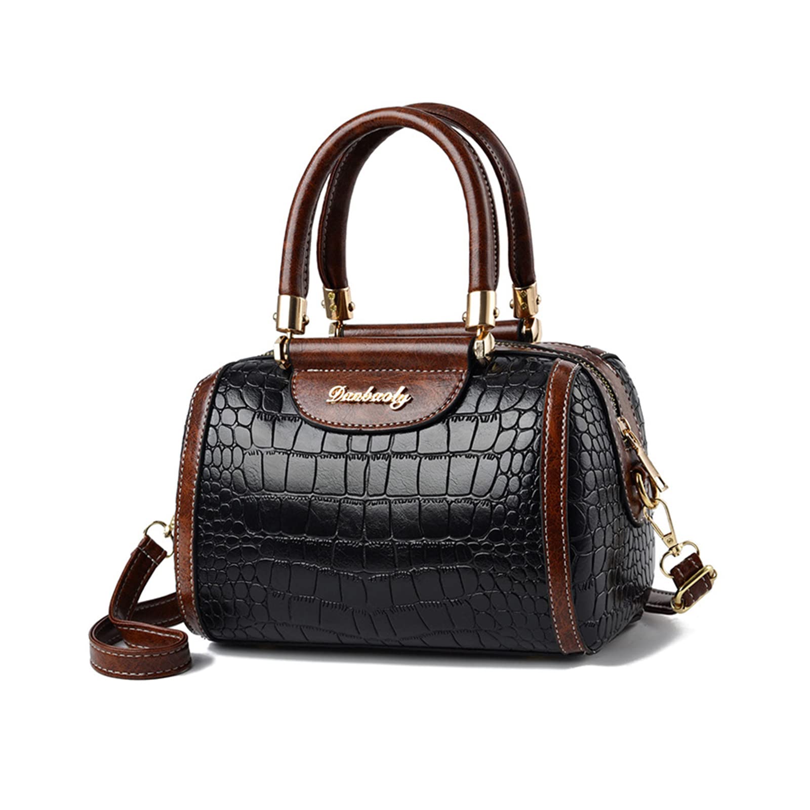 NICOLE & DORIS Borsa Donna Tracolla Moda a Mano Coccodrillo di Spalla Pelle PU Satchel Borsette Pochette Elegante a Bauletto Crossbody Nero