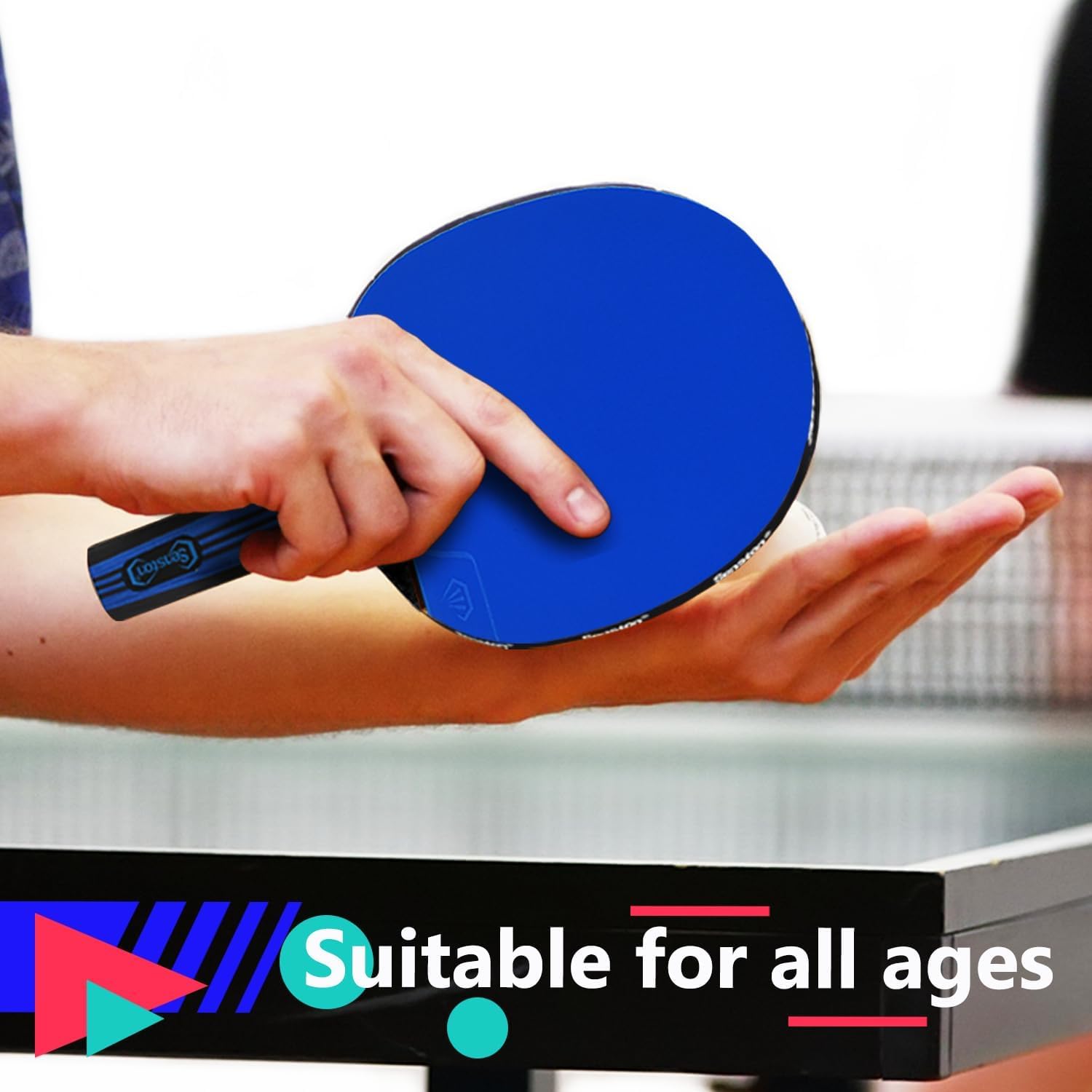 Senston Racchetta Ping Pong, 2 Racchetta da tennis da tavolo + 3 palline + 1 borsa