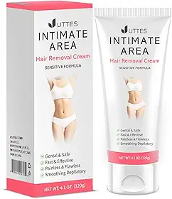 Creme para depilação íntimo/privado para mulheres, para cabelo indesejado nas axilas, partes particulares, área de banho e biquíni, creme depilatório indolor impecável, fórmula sensível adequada para todos os tipos de pele