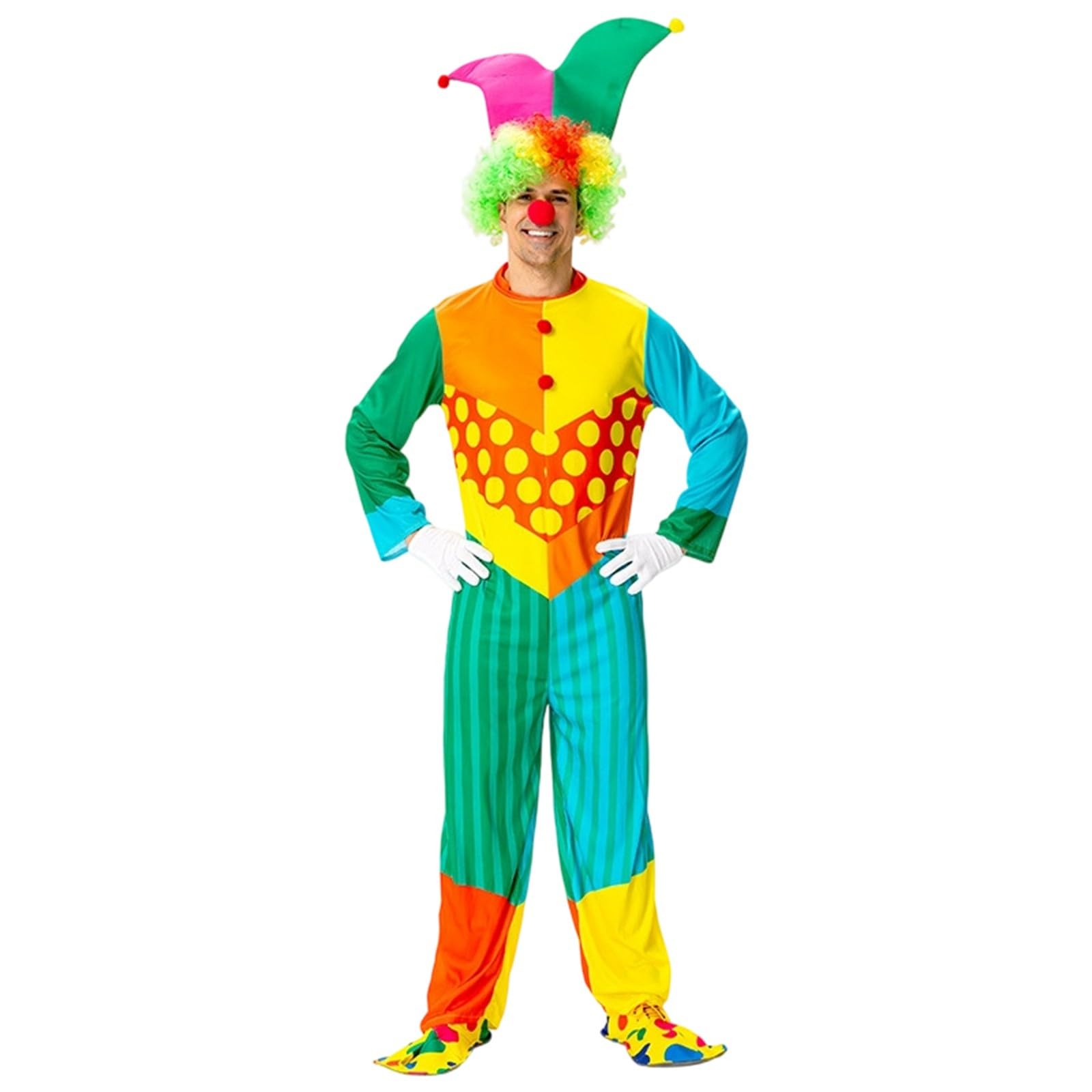 Adult Clown Circus Costume Party Fancy Dress Outfit Party Fashion - Clown Costume Unisex Adult Circus Children's Parties 2026 Carnival Theme Parties Adult Costume for Stage Performance Unisex