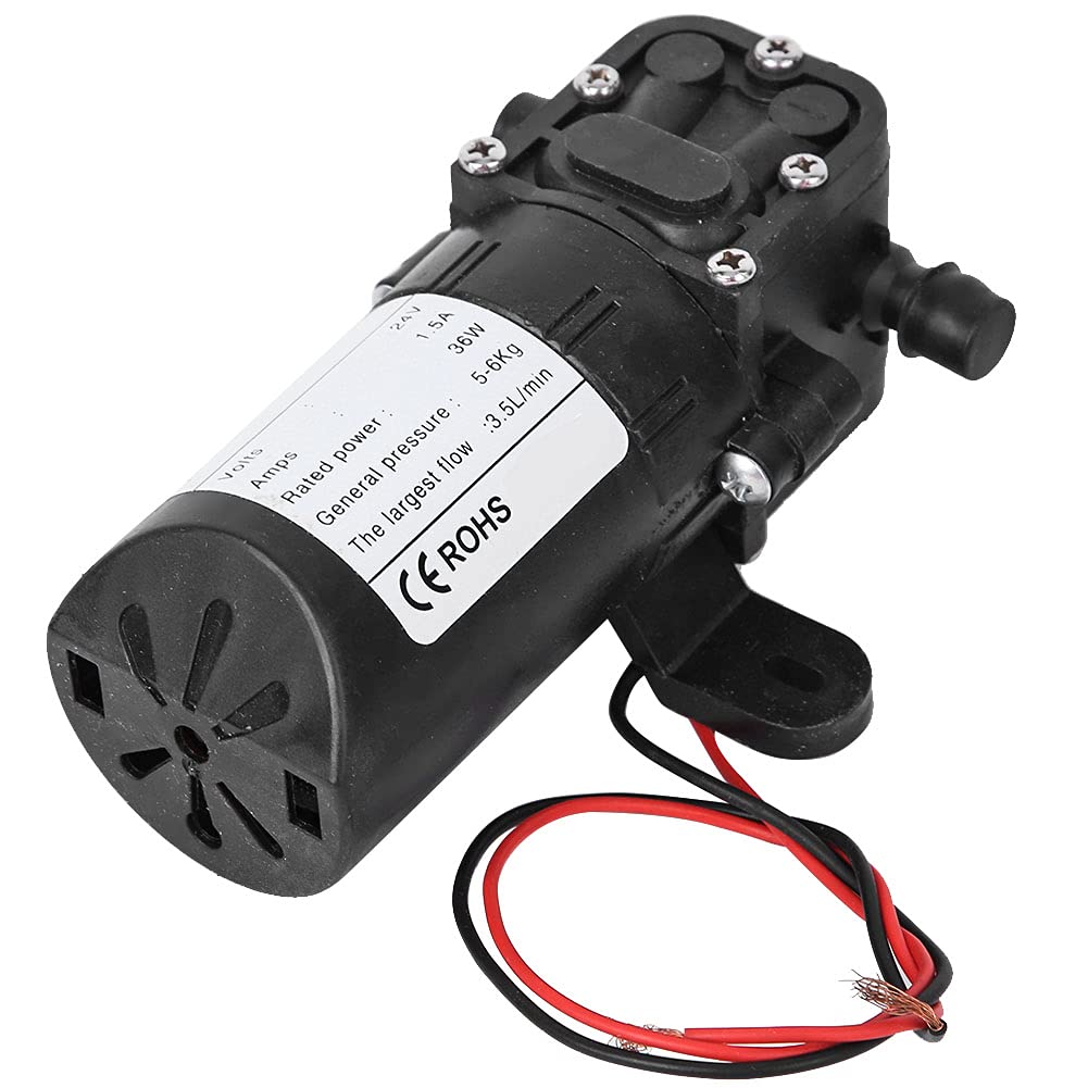 Micro Pompe à Membrane D'amorçage, DC 24V 3.5L/min Pompe à Eau Haute Pression de Moteur à Courant Continu, Mini Pompe à Eau Interrupteur Automatique à Moteur à Air Sous Vide pour Aquarium (DC24V)