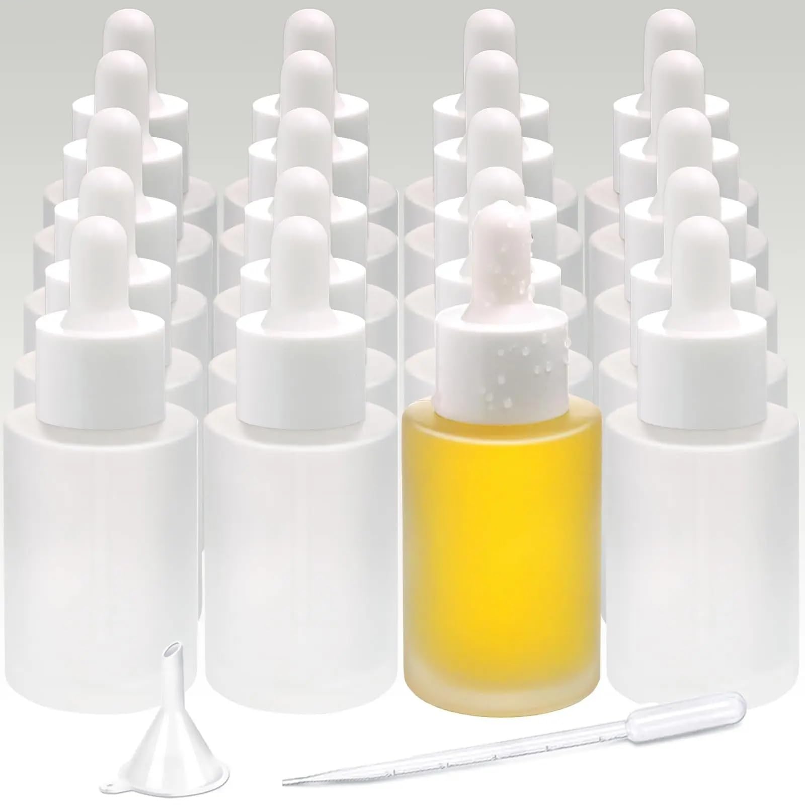 Gotero 20 piezas botella cuentagotas vidrio esmerilado 1 Oz 30ml botellas de aceite esencial Perfume con ojo(Clear Frosted)