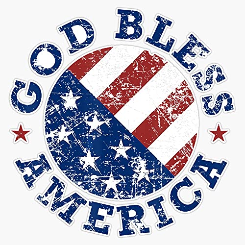 HOF Trading God Bless America Flag - 4Th of July Independence Day Vinyl Sticker Waterproof Decal Laptop Wall Window Bumper Sticker 5