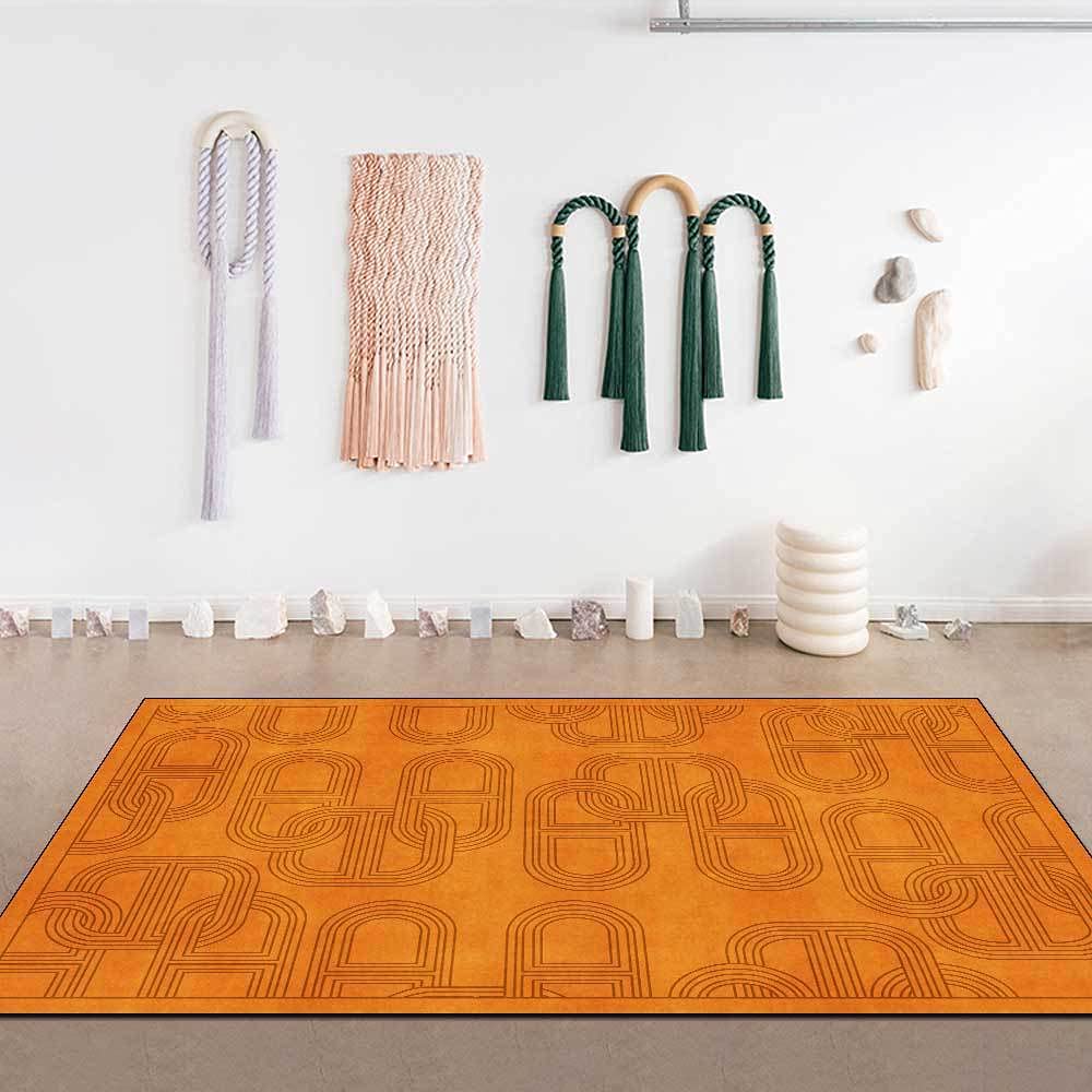 Dywany, pomarańczowo-żółte geometryczne figurki, 100 cm x 160 cm, antypoślizgowa, wodoodporna, antybakteryjna mata, komfortowe maty, uniwersalny, maty podłogowe do kuchni, łazienki lub miejsca pracy