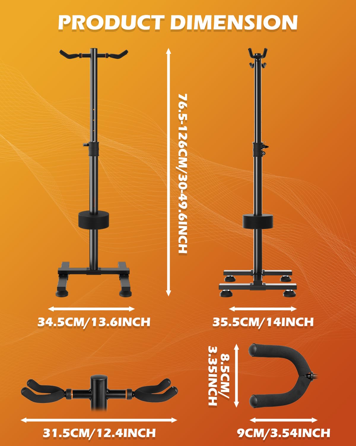 STRICH Gitarrenständer Boden, 2 verstellbare Gitarrenhalter FH-S2