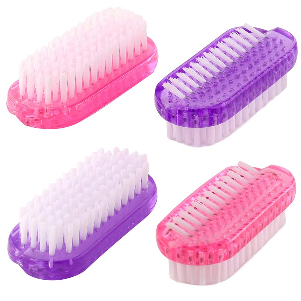 Cleaning Nail Brush, ELECDON Beauty Nail Gap Brush Two Sided Hand Fingernail Scrub Brush Soft Stiff Bristles Nails Toes Scrubber for Men Women Kids, 4 PCS
